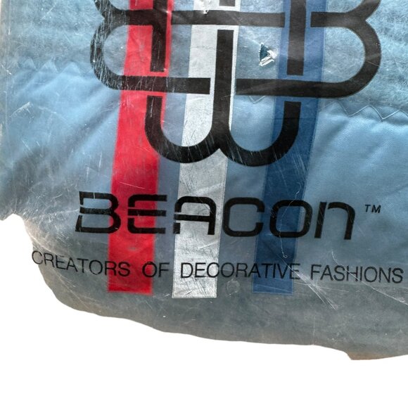 Vintage New Old Stock Beacon Napped Thermal Twin/Full Blanket Blue Satin Edge - Picture 3 of 14